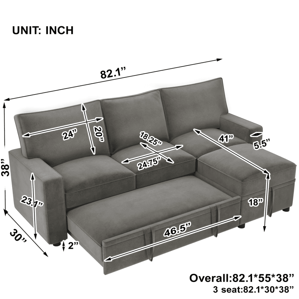 Yolo Sofa Cum Bed in Grey - Oak Inside