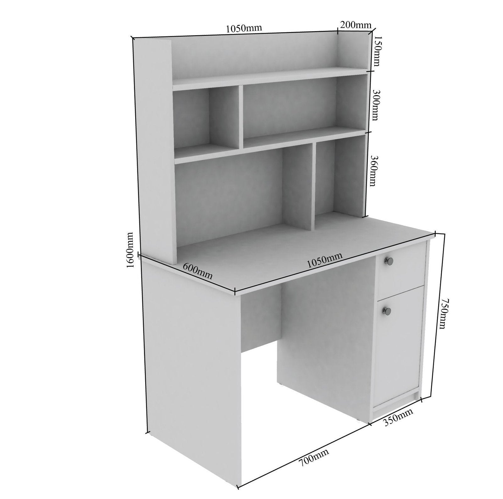Starstock Study Table in White Color - Oak Inside