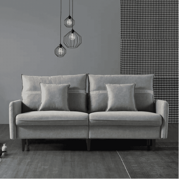 Mexico Straight Line Sofa Set in Grey Color - Oak Inside