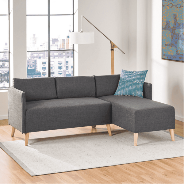 Augustus Mid-century Modern Fabric Chaise Sectional - Oak Inside