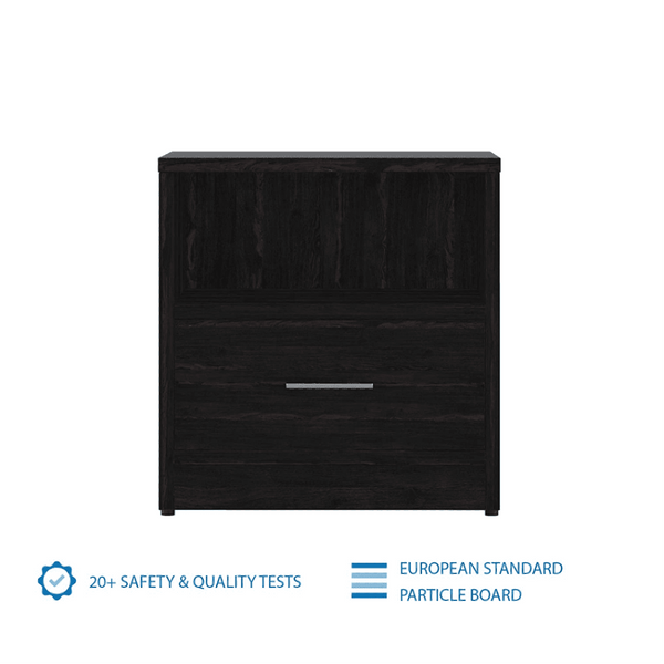 Rocco Engineered Wood Wenge Finish Bedside Table - Oak Inside