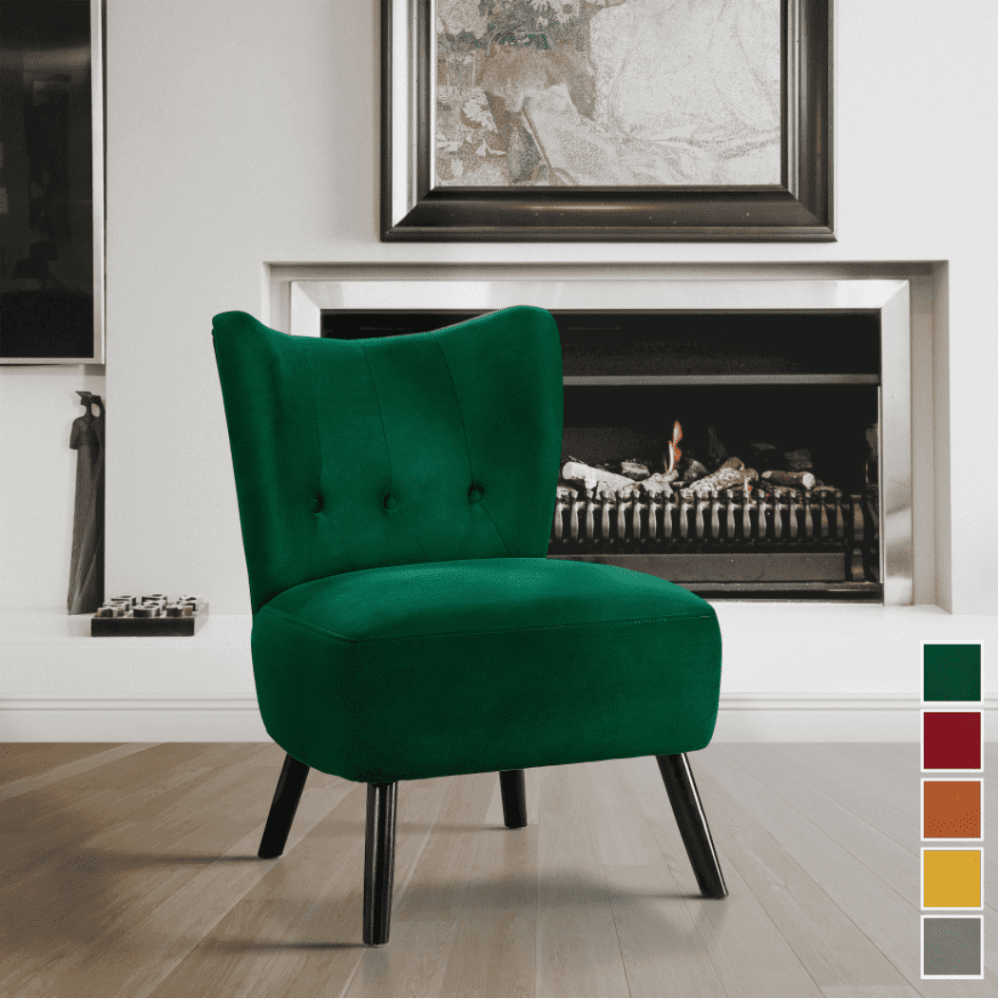 Lappy Suede Accent Chair - Oak Inside