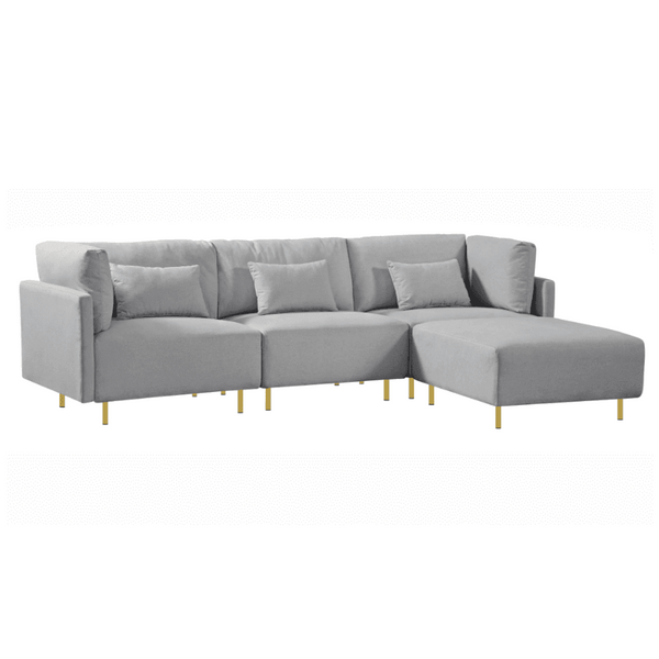 Classic Modern Suede Sofa Set in Grey - Oak Inside