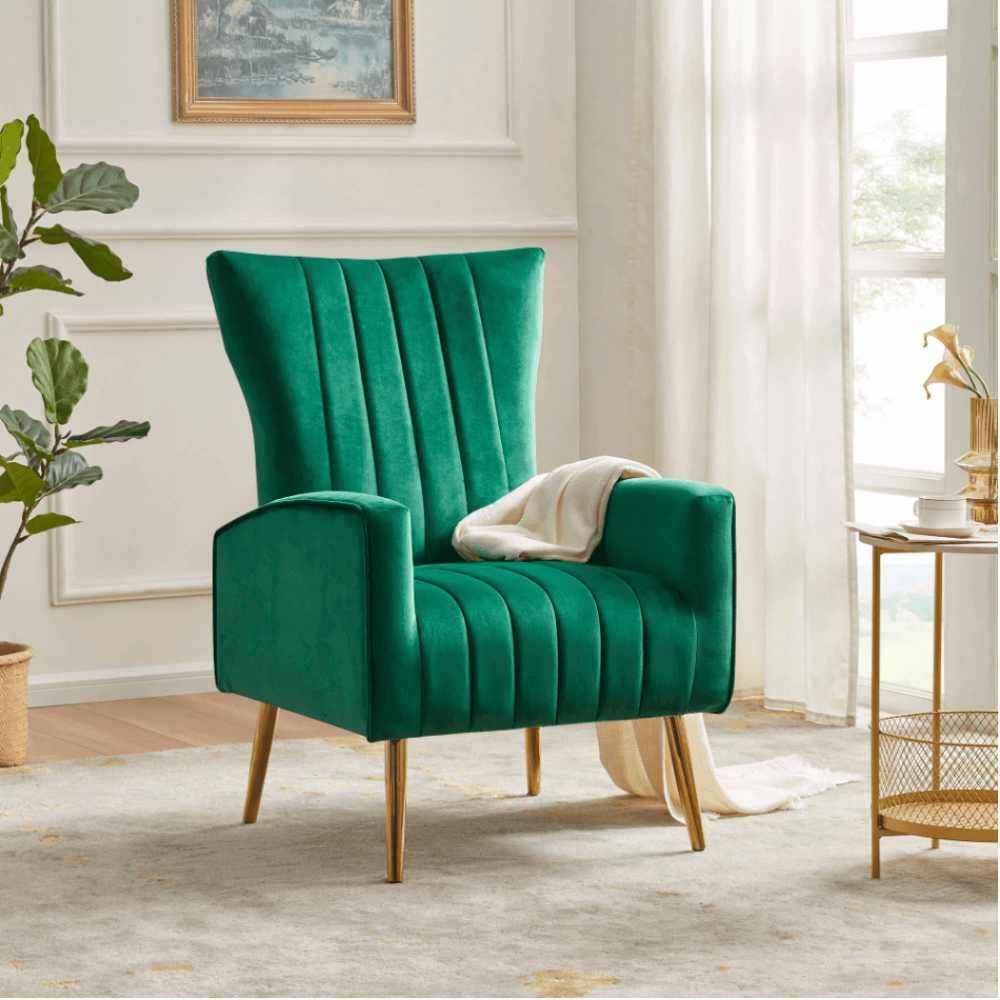 Bells Wing Back Chair - Oak Inside
