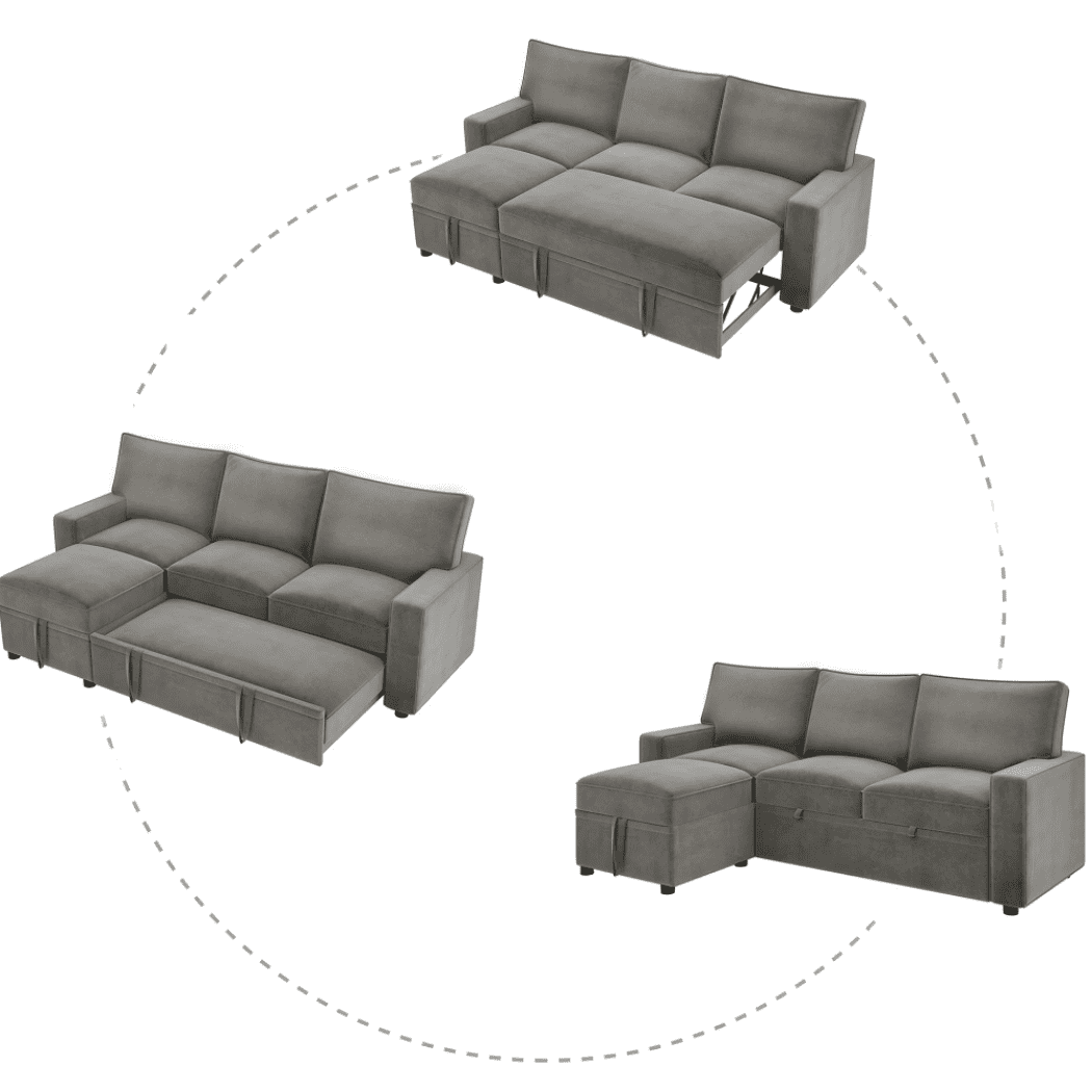 Yolo Sofa Cum Bed in Grey - Oak Inside