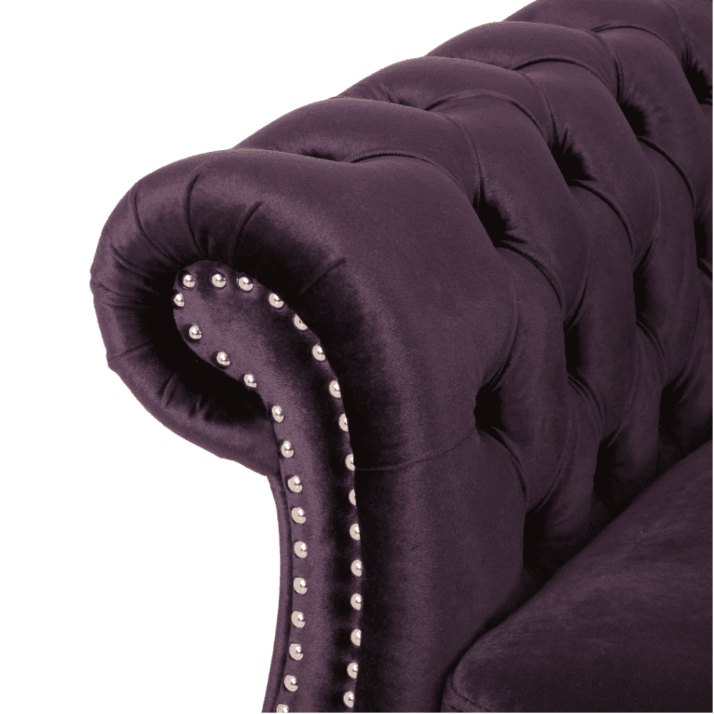 Amberside Suede Tufted Chesterfield Sectional Sofa - Oak Inside
