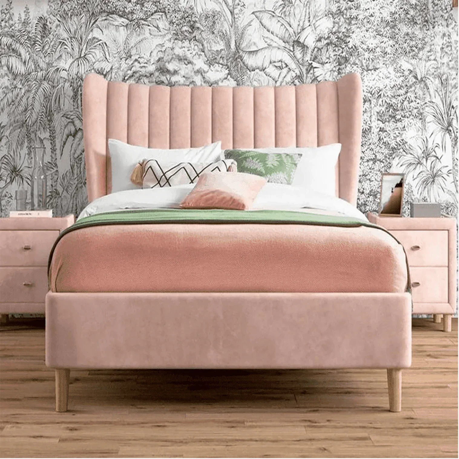 Knox Luxury Upholstered Bed Without Storage in Suede