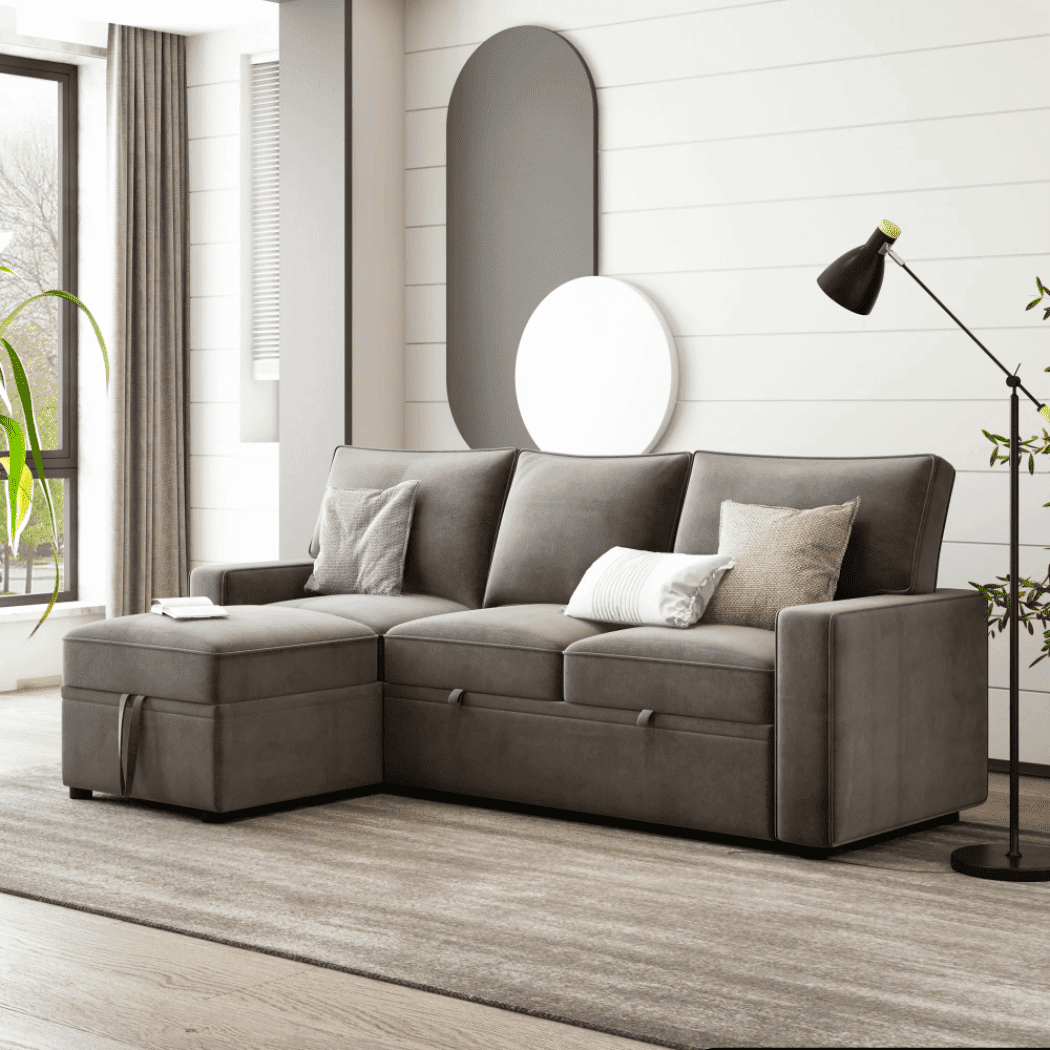 Yolo Sofa Cum Bed in Grey - Oak Inside