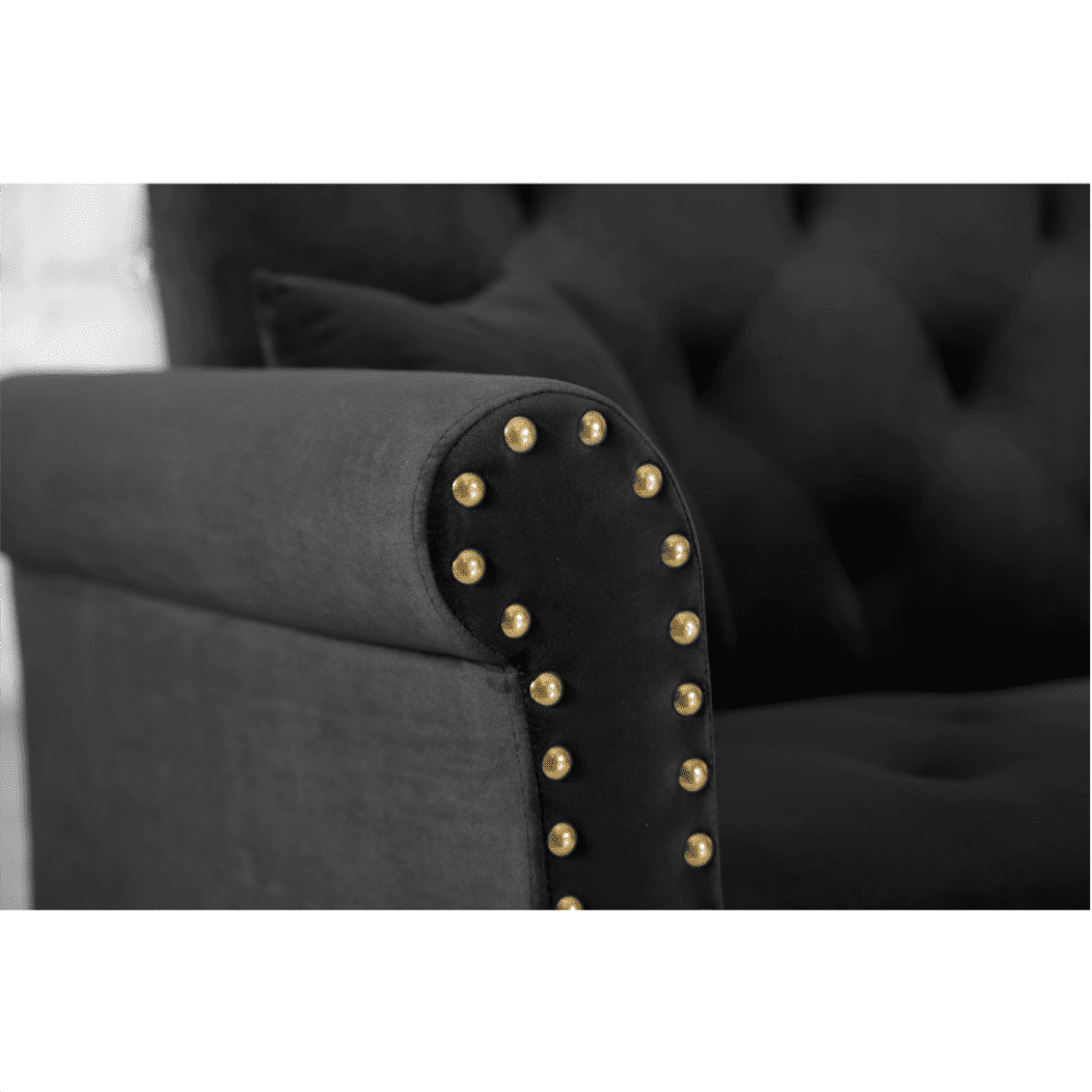 Tufted back Suede Chesterfield Sectional Sofa - Oak Inside