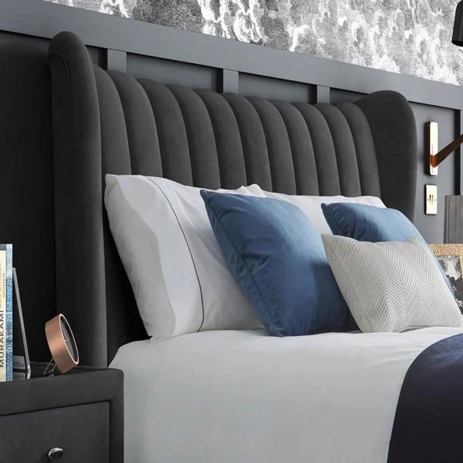 Knox Luxury Upholstered Bed Without Storage in Suede