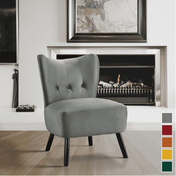 Lappy Suede Accent Chair - Oak Inside