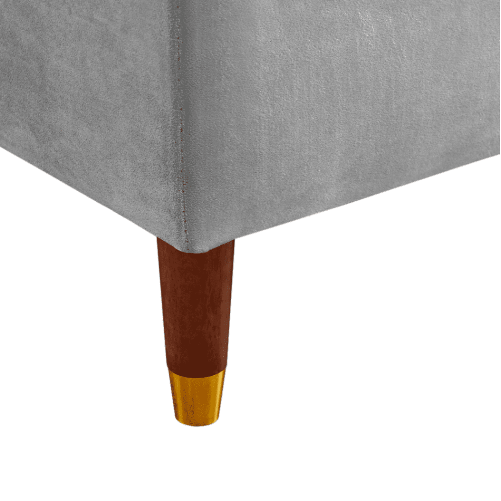 Glossy Sectional Suede Sofa Set With Ottoman - Oak Inside