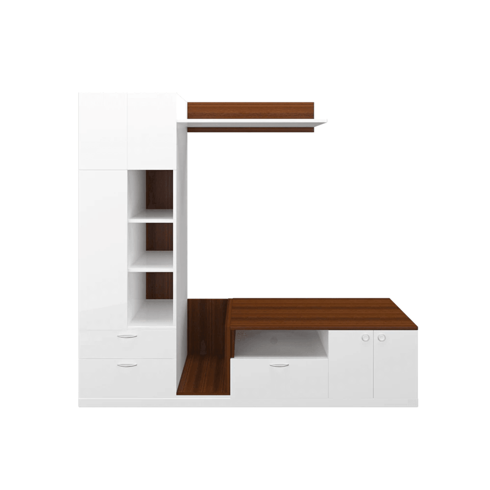 Cassy TV Panel- Walnut & Frosty White- Upto 55 inches TV - Oak Inside