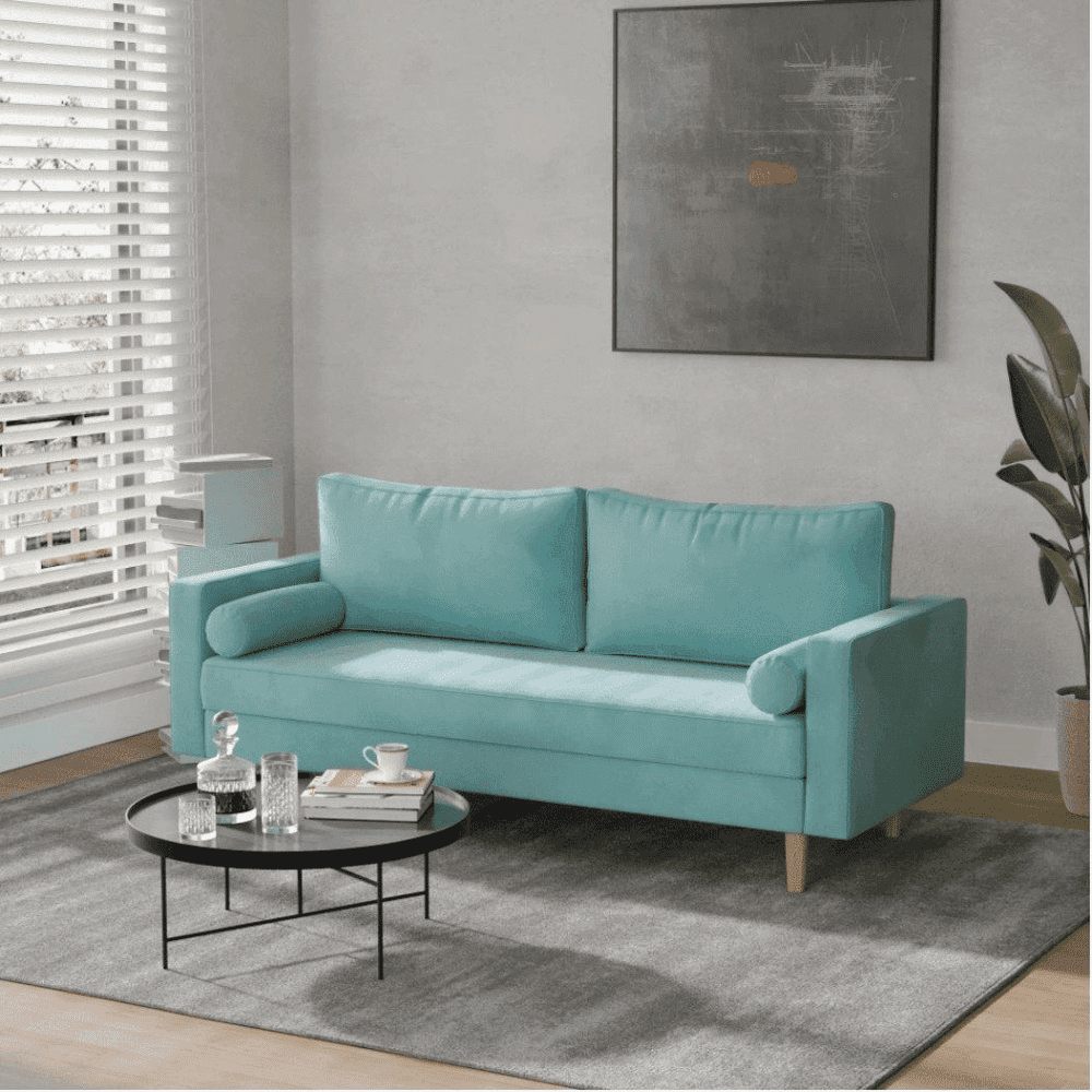 Craftmen Modern Sofa Set in Suede Fabric - Oak Inside