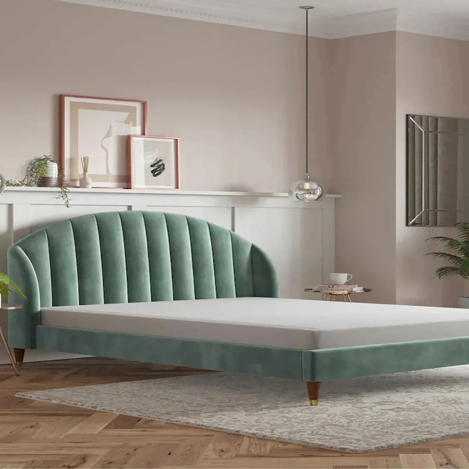 Knox Vertical Luxury Upholstered Bed Without Storage in Suede