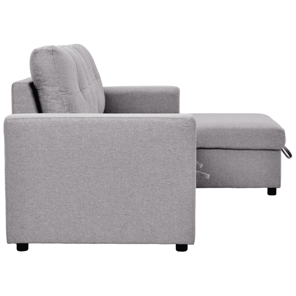 Roxy L-Shaped Sectional Storage Sofa Cum Bed - Oak Inside