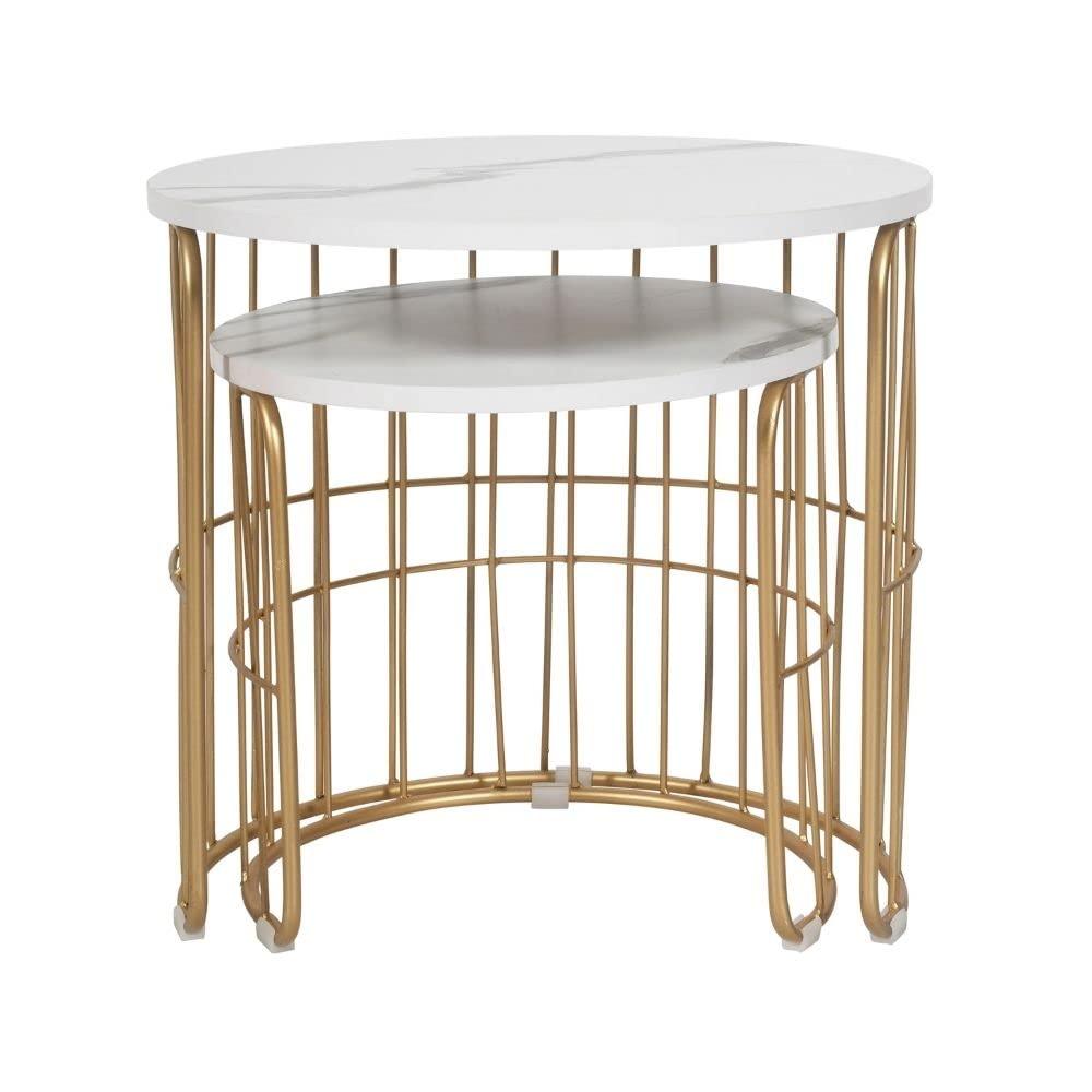 Nature Lover Golden Nesting Table Set of Two - Center Table - Oak Inside