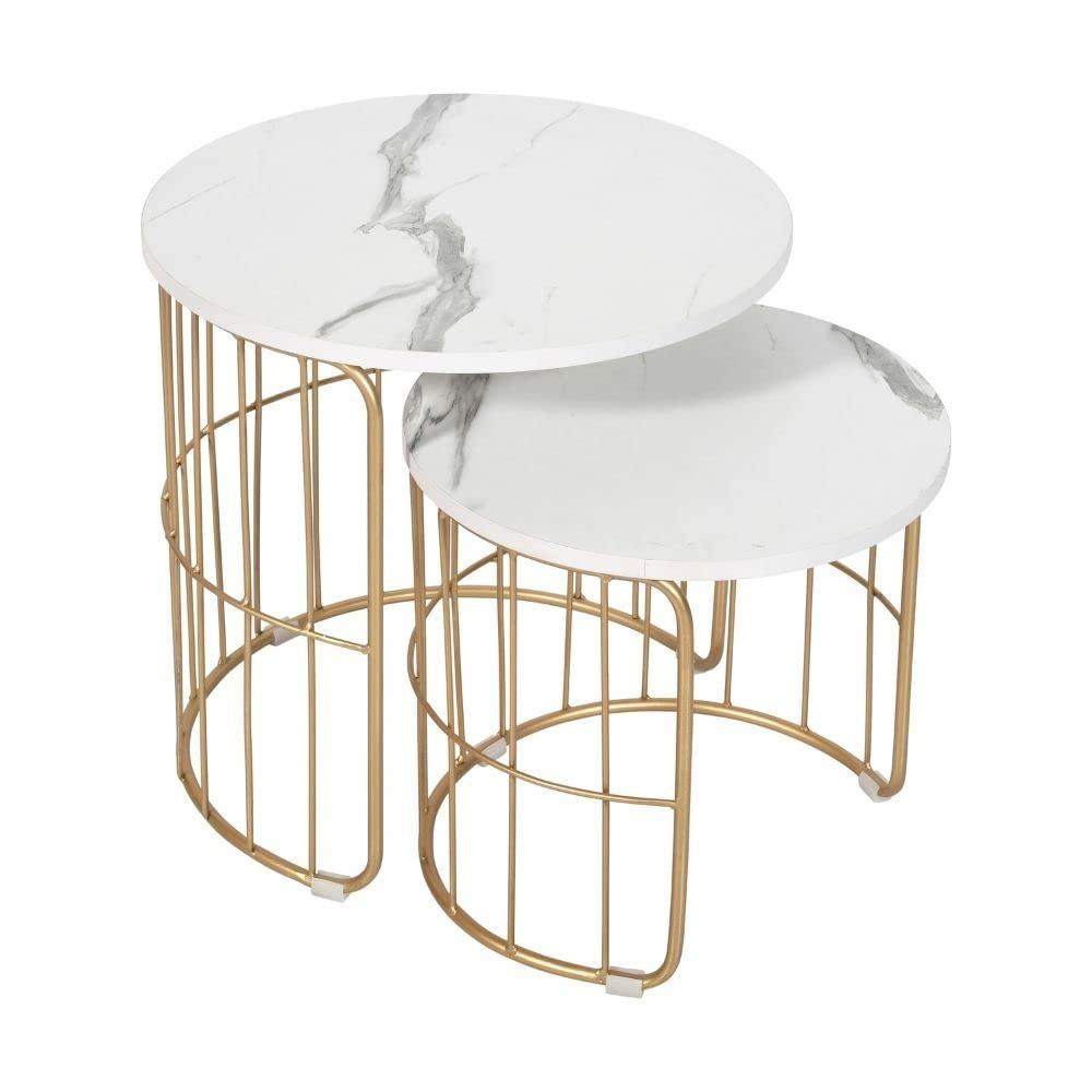 Nature Lover Golden Nesting Table Set of Two - Center Table - Oak Inside