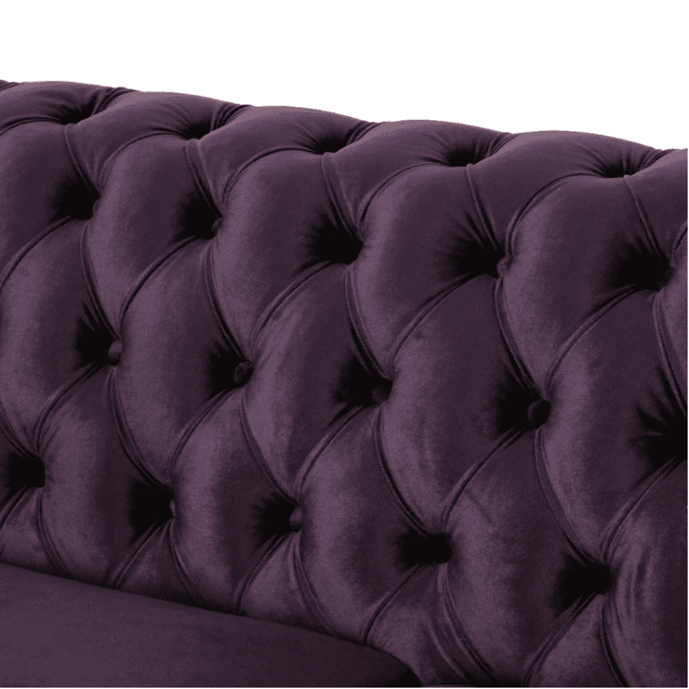 Amberside Suede Tufted Chesterfield Sectional Sofa - Oak Inside