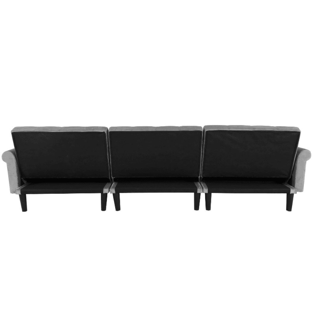 Tufted back Suede Chesterfield Sectional Sofa - Oak Inside