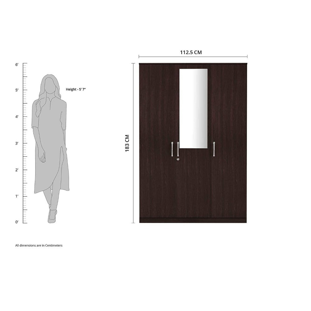 Rolx Medusa Engineered Wood Wardrobe Wenge Finish - Oak Inside