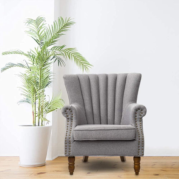 Romen Couch Accent Chair in Grey Color - Oak Inside