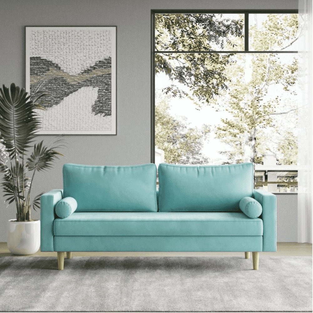 Craftmen Modern Sofa Set in Suede Fabric - Oak Inside