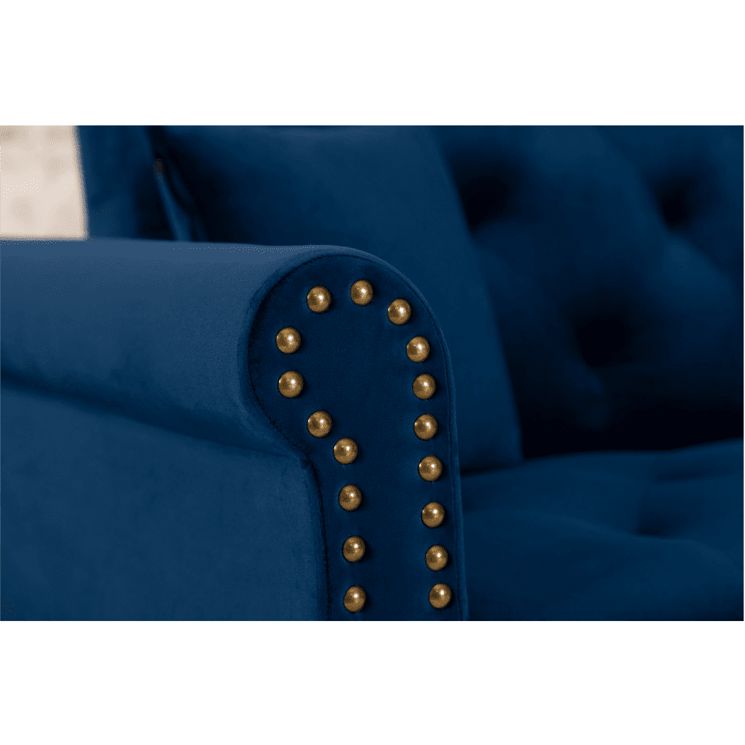 Tufted back Suede Chesterfield Sectional Sofa - Oak Inside