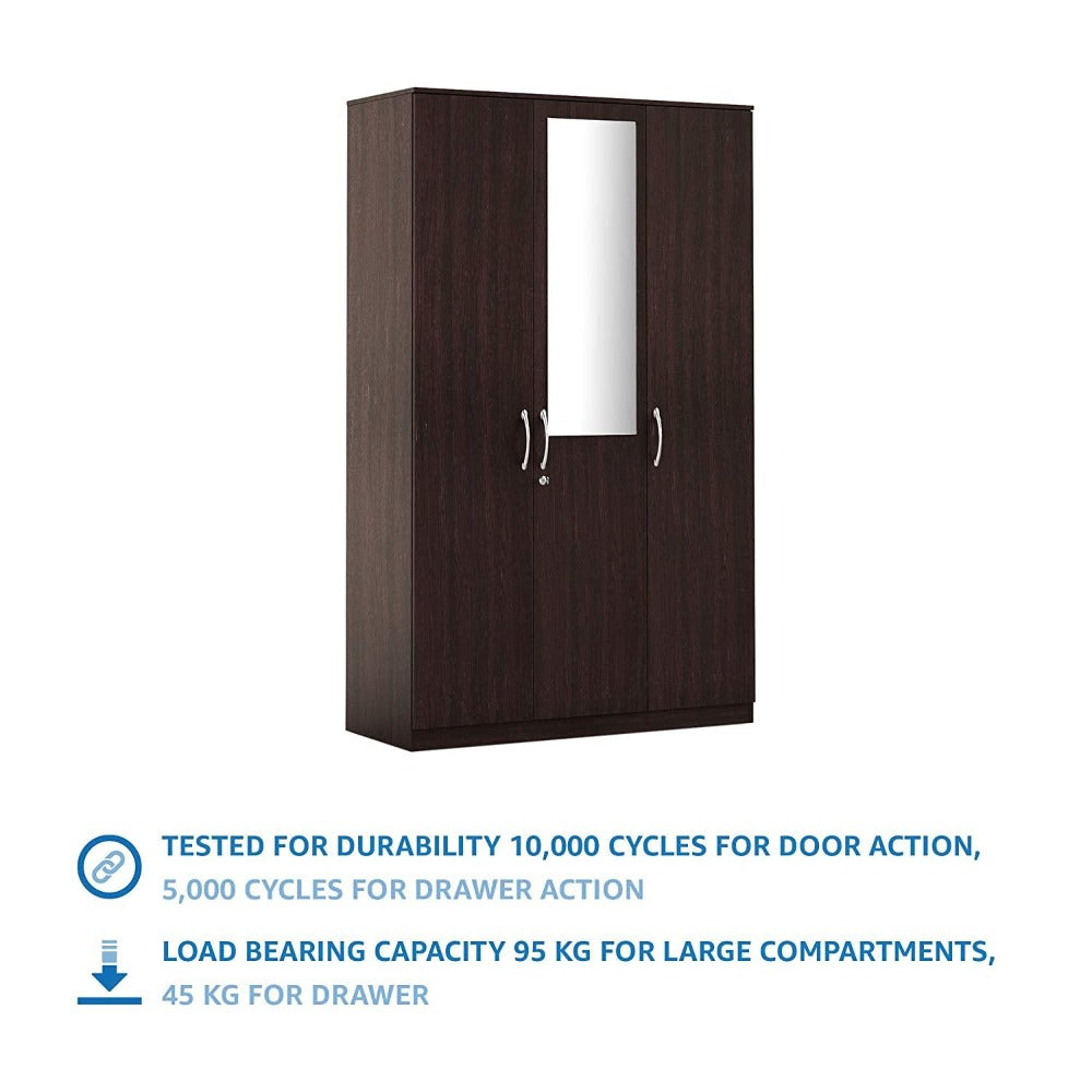 Rolx Medusa Engineered Wood Wardrobe Wenge Finish - Oak Inside