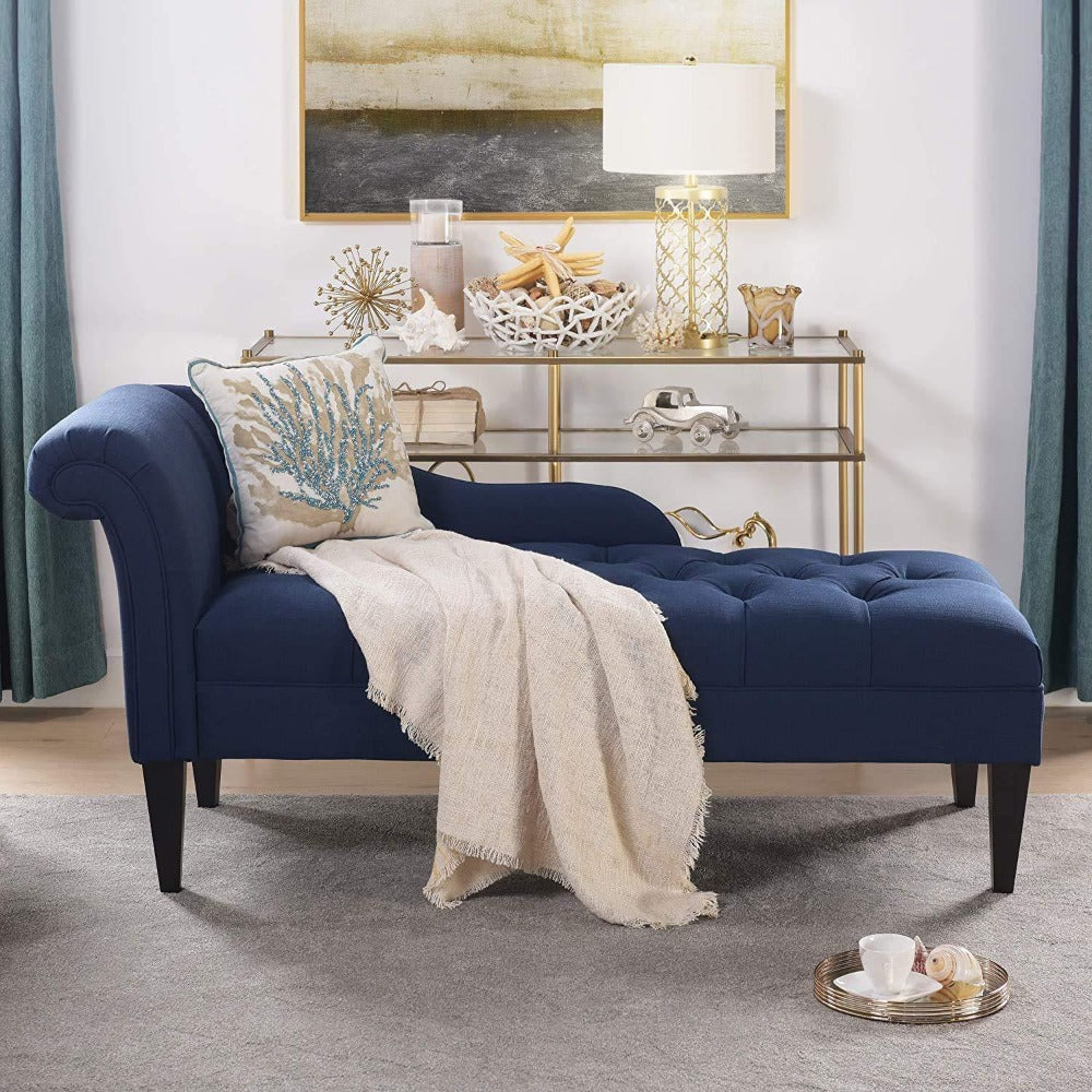 Diffo Quilted Lounger in Blue Color - Oak Inside