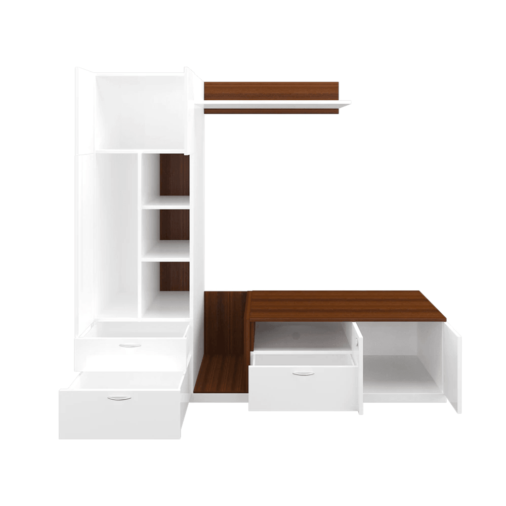 Cassy TV Panel- Walnut & Frosty White- Upto 55 inches TV - Oak Inside