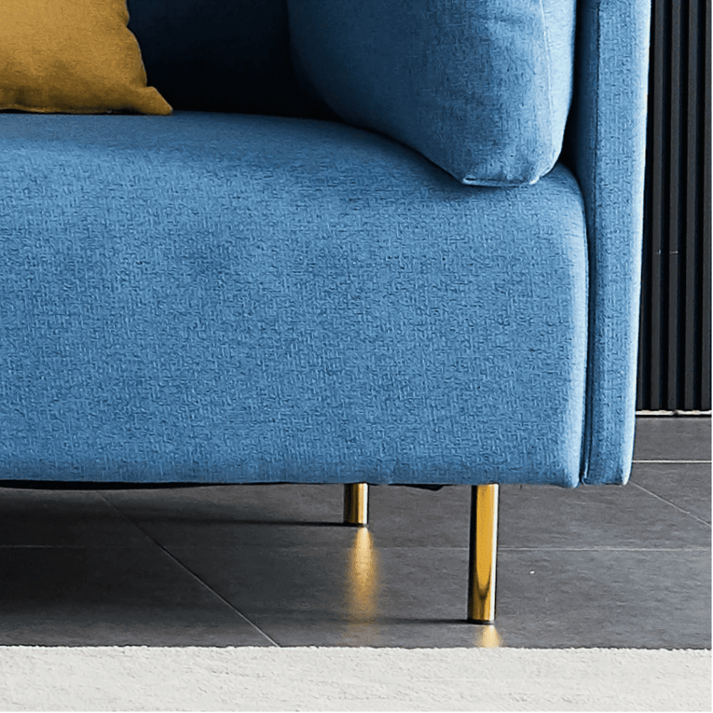 Ronaldo Sectional Sofa Set in Blue Color With Ottoman - Oak Inside
