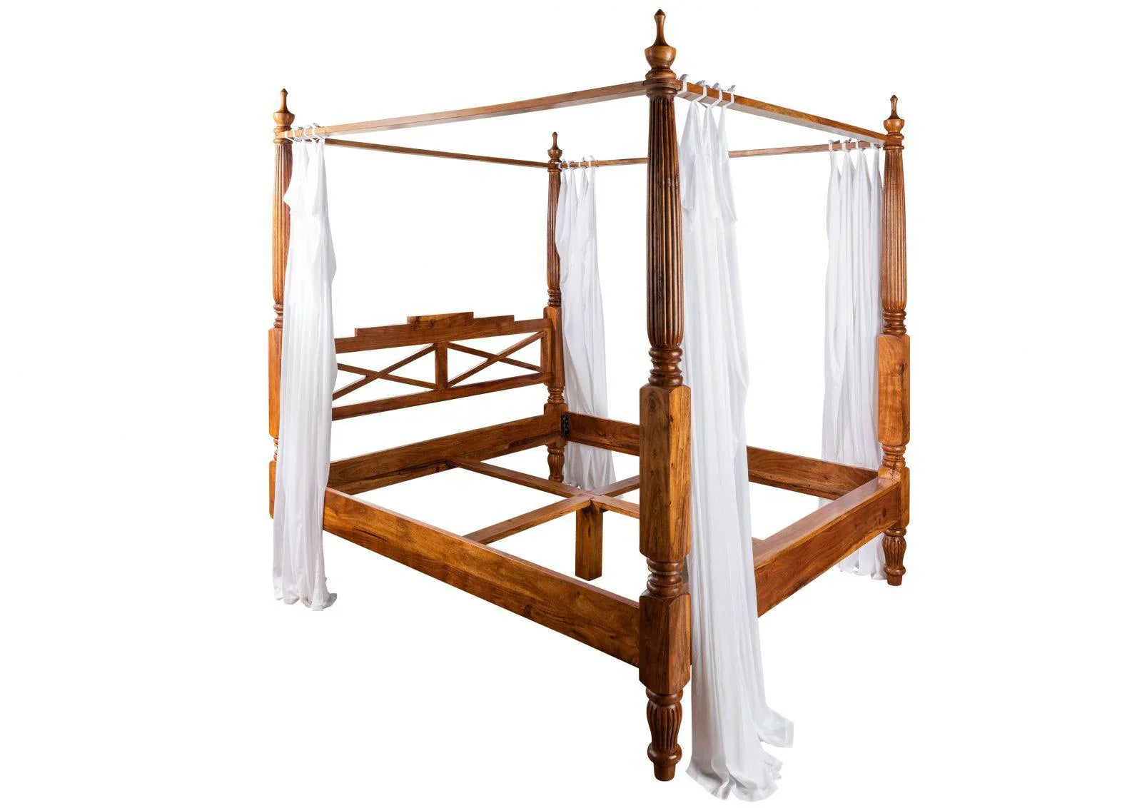 Erica Sheesham Wood Luxury Poster Bed in Honey Oak