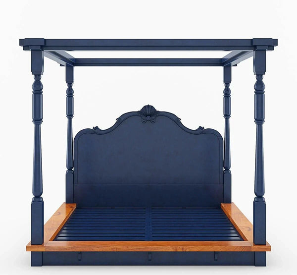 Florance Solid Wood Luxury Poster Bed in Honey Oak