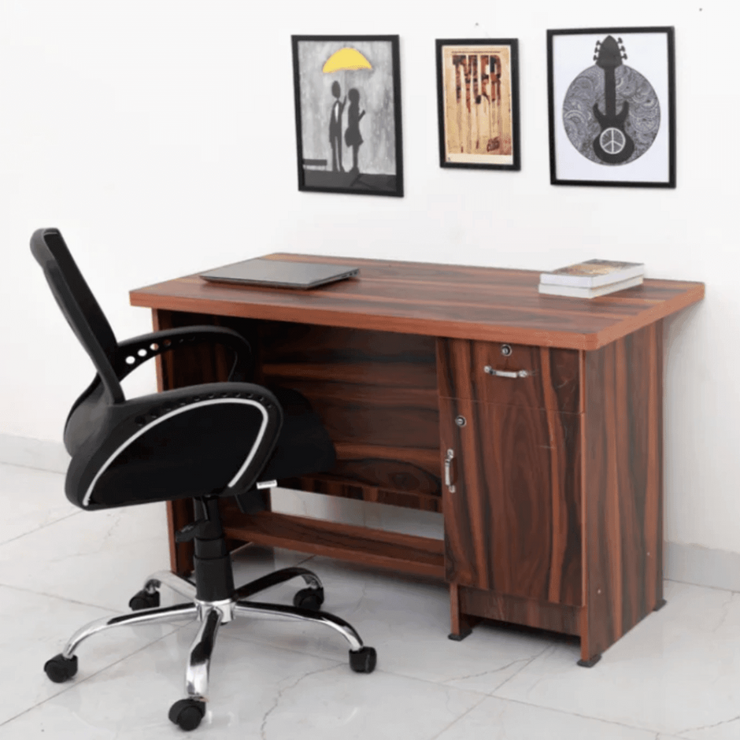 Amorini Study Table in Walnut Colour by Cupboard - Teak Inside