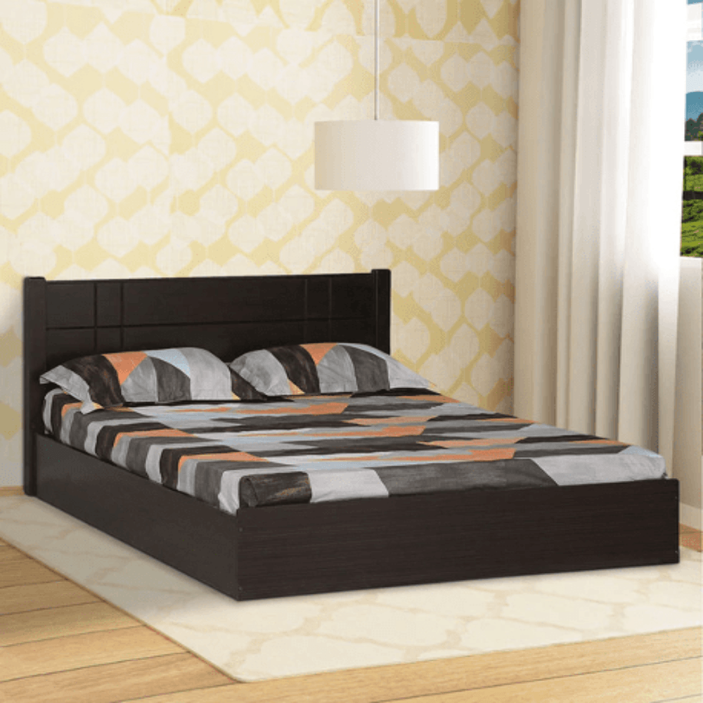 Cleopatra Bed with Storage in Brown Finish - Oak Inside