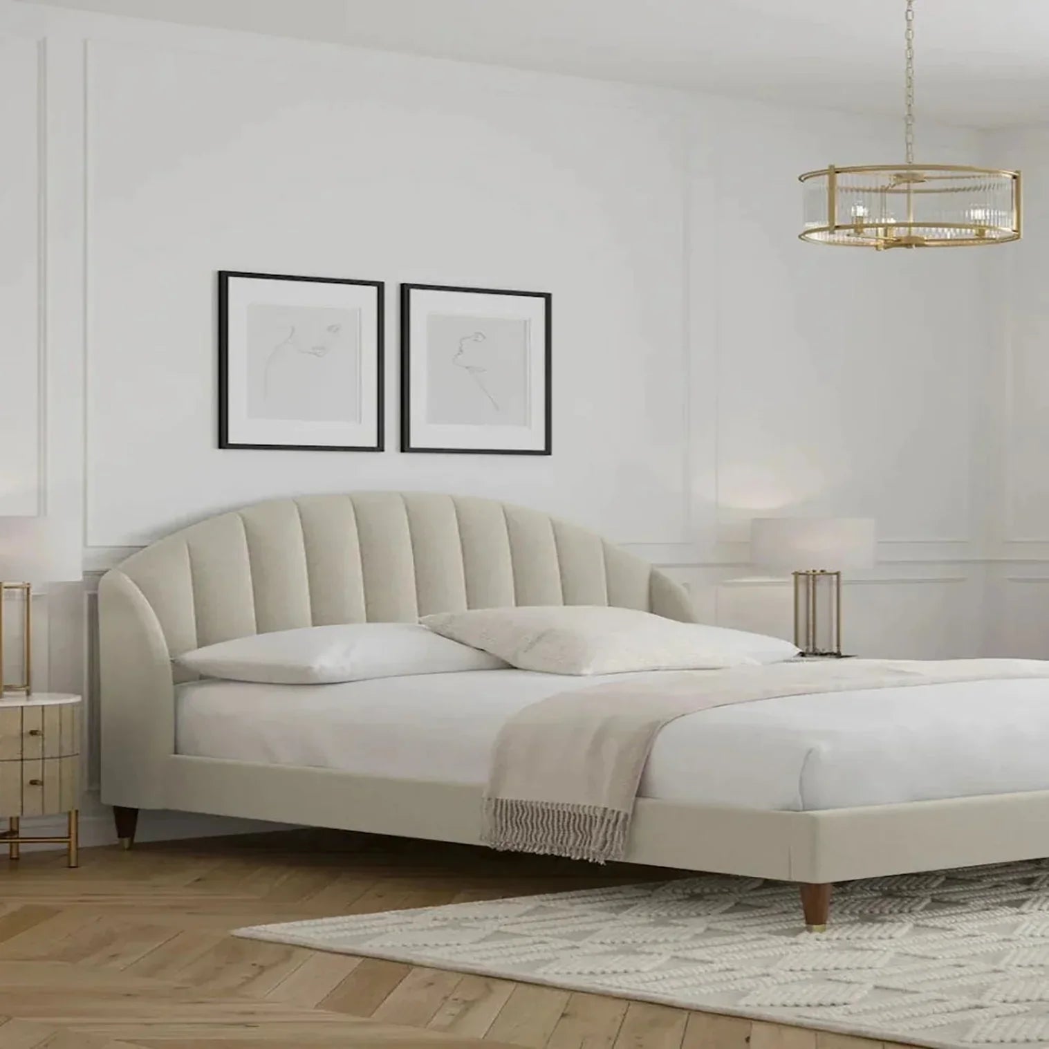 Knox Vertical Luxury Upholstered Bed Without Storage in Suede