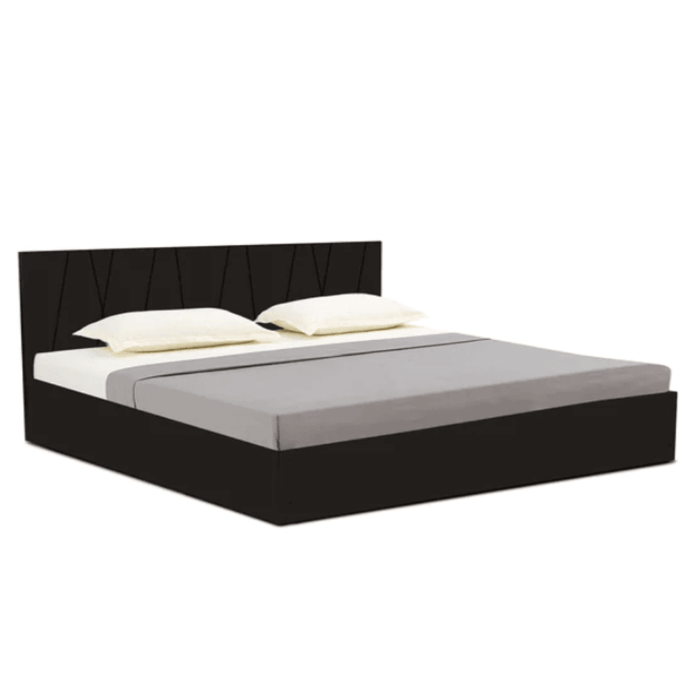 Axis Wooden Bed with Storage in Brown Matte Finish - Oak Inside