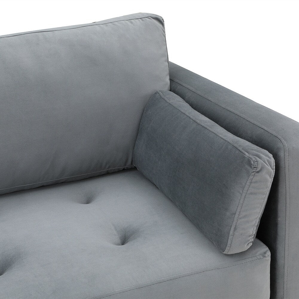 Volly High Back Couch Mid-century Suede SS Legs Chaise Sofa - Oak Inside