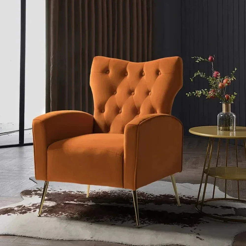 Jacky Chesterfield Chair in Suede - Oak Inside