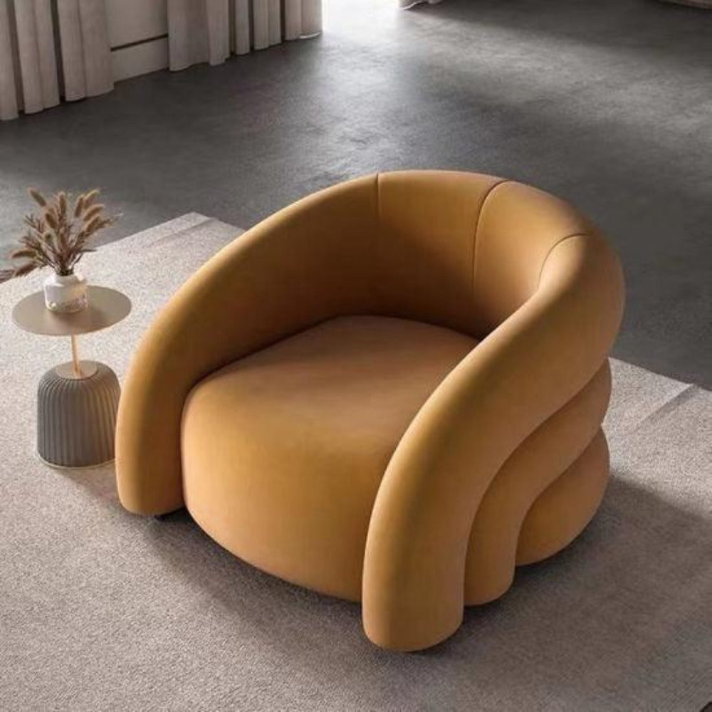 Husky Suede Accent Chair - Oak Inside