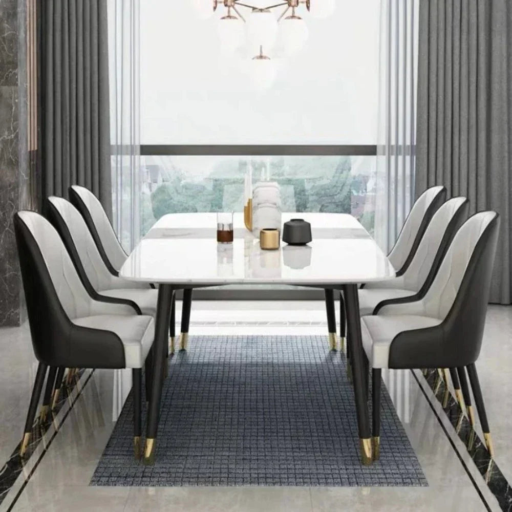 Rolex Luxury 6 Seater Dining Table in Black - Oak Inside