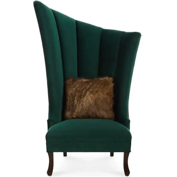 Navy Button-Tufted Wingback Chair In Green - Oak Inside