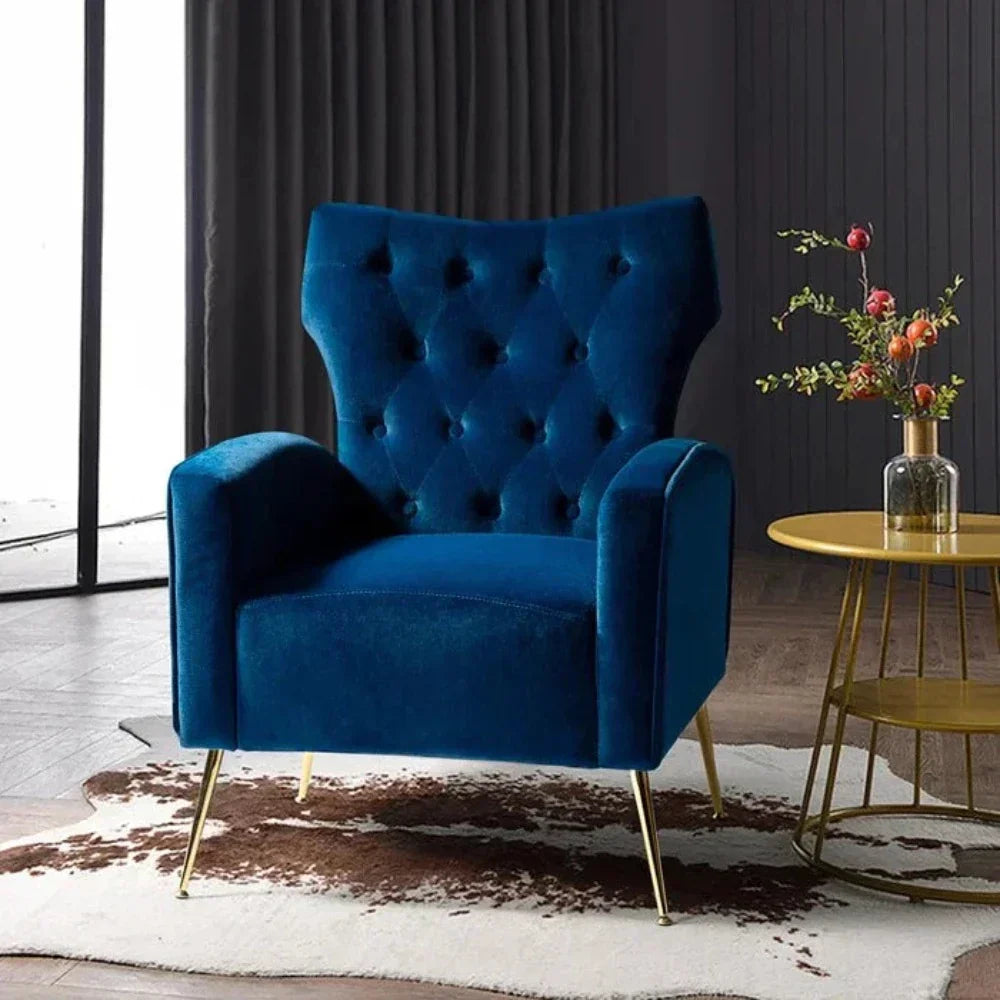 Jacky Chesterfield Chair in Suede - Oak Inside