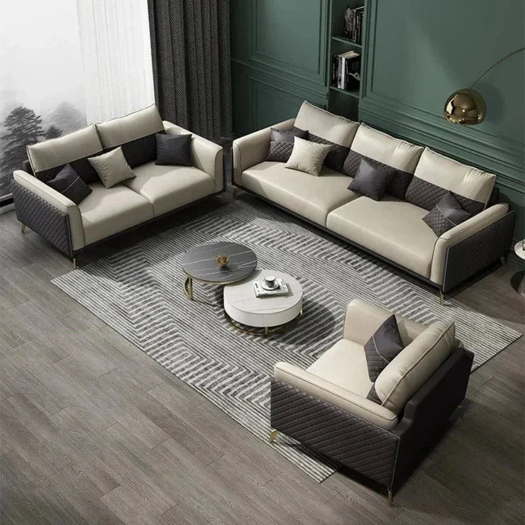 Mono Luxury Modern Suede Sofa Sets In Leatherette - Teak Inside