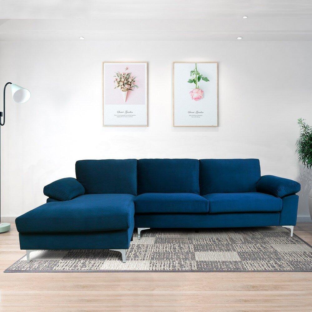 Inox Modern Suede Sectional Sofa - Oak Inside