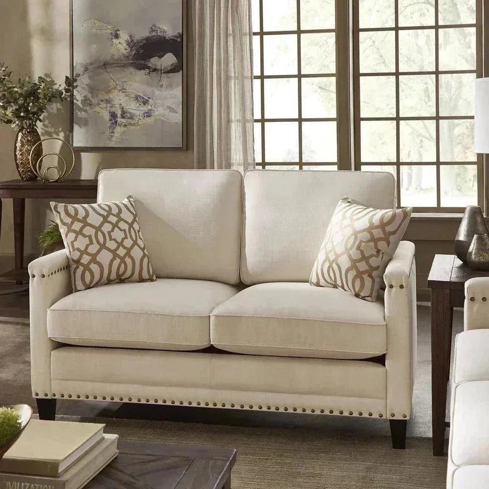 GoPro Line Sofa Set in Beige - Oak Inside