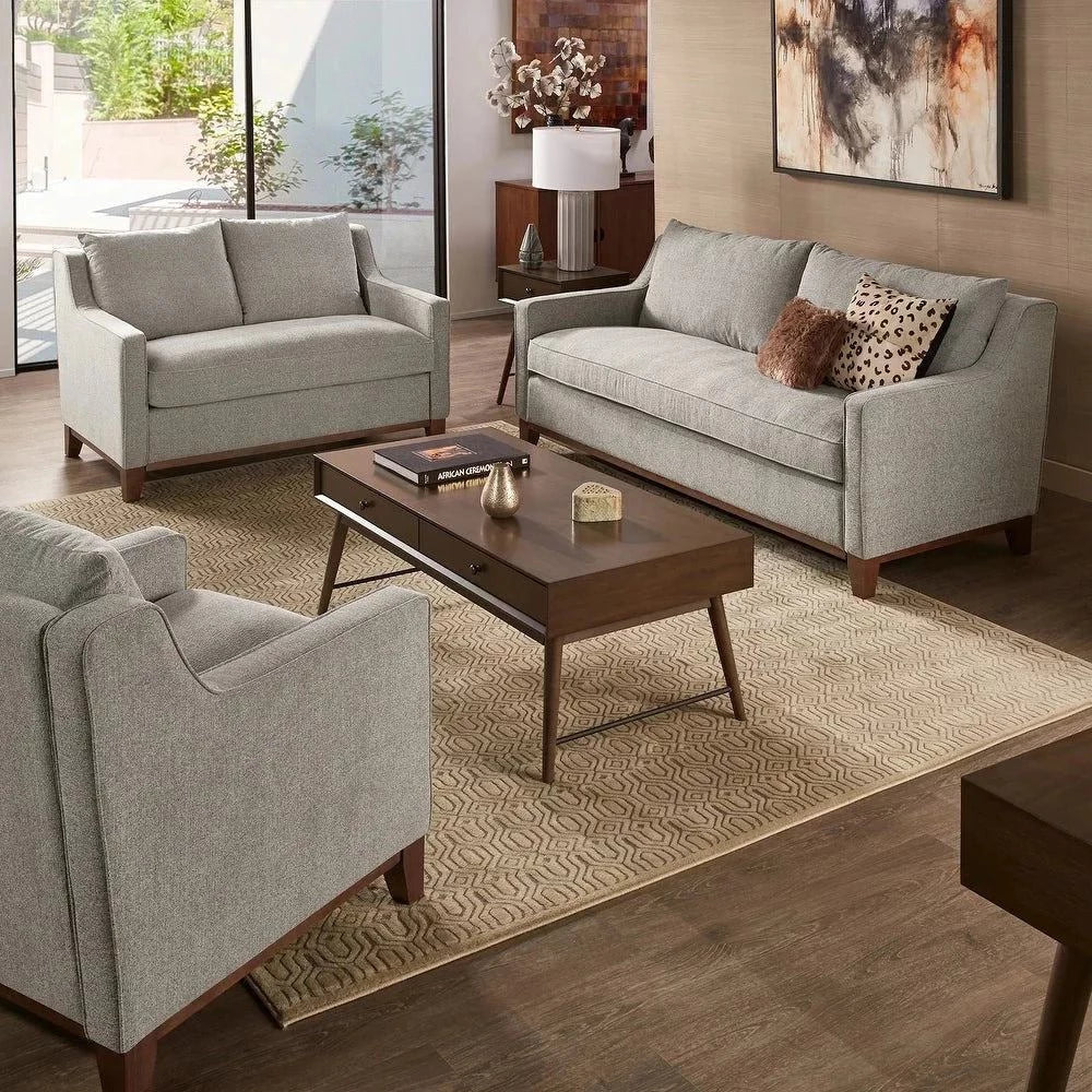 Donald Luxury Straight Line Sofa Set - Oak Inside