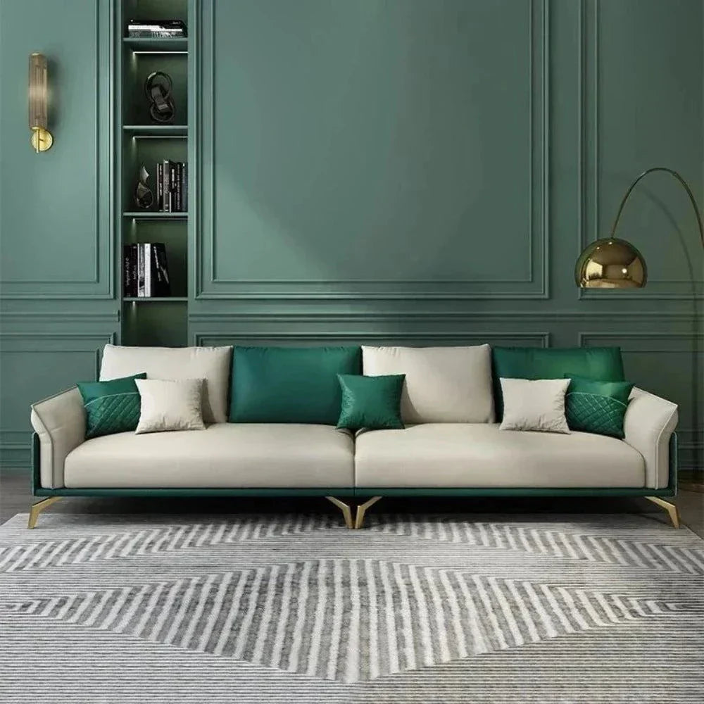 Mono Luxury Modern Suede Sofa Sets In Leatherette - Oak Inside