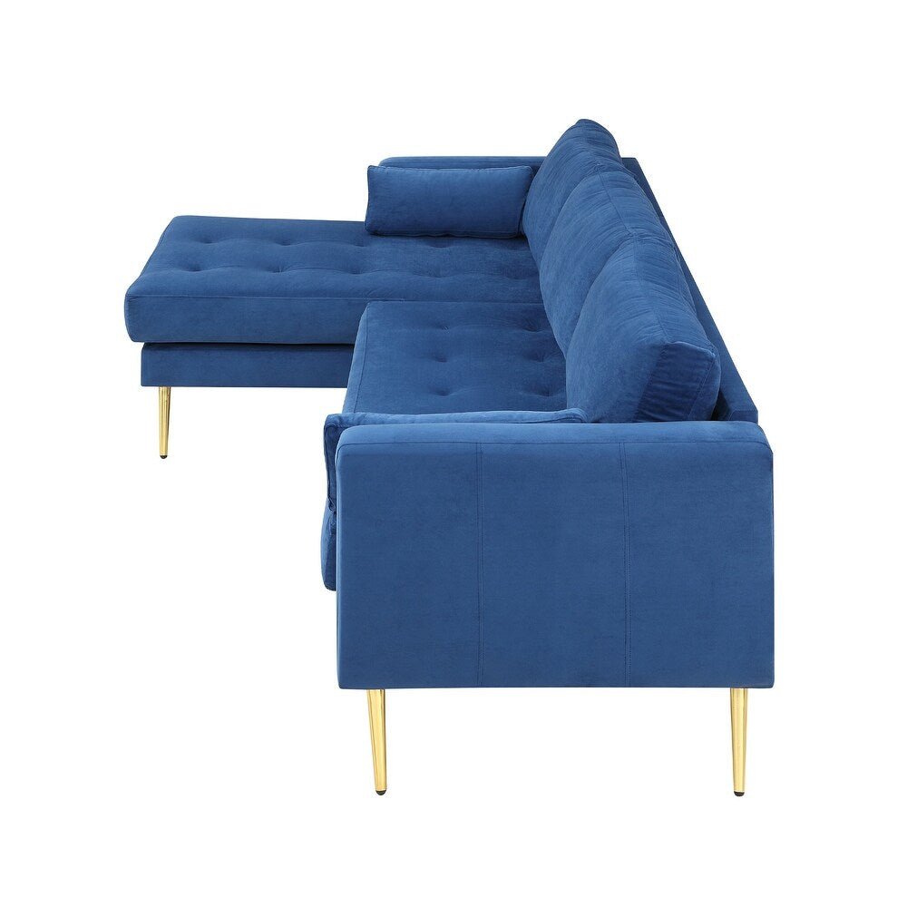 Volly High Back Couch Mid-century Suede SS Legs Chaise Sofa - Oak Inside